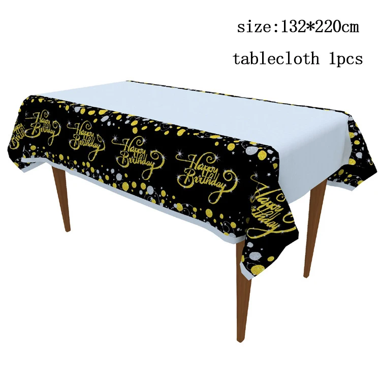 tablecloth 1pcs 14 шт./компл. с днем рождения бумажный флаг 21/30/40/50/60th дня рождения, свадьбы, годовщины Марди Гра Декор поставки - Цвет: tablecloth 1pcs