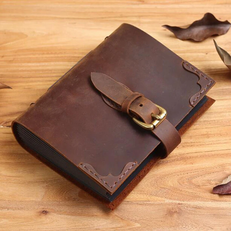 

B6 Full Handmade Genuine Leather Albums DIY Photos Collection Notebook Family Friends Wedding Gift