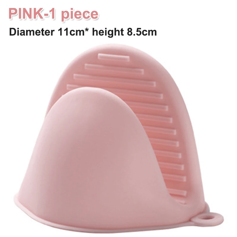 Pink Силиконовые перчатки, кухонные изолированные зажимы для теплового горшка, рукавицы для микроволновой печи, перчатки для защиты пальцев, перчатки для гриля, противоскользящие перчатки для выпечки - Цвет: Pink