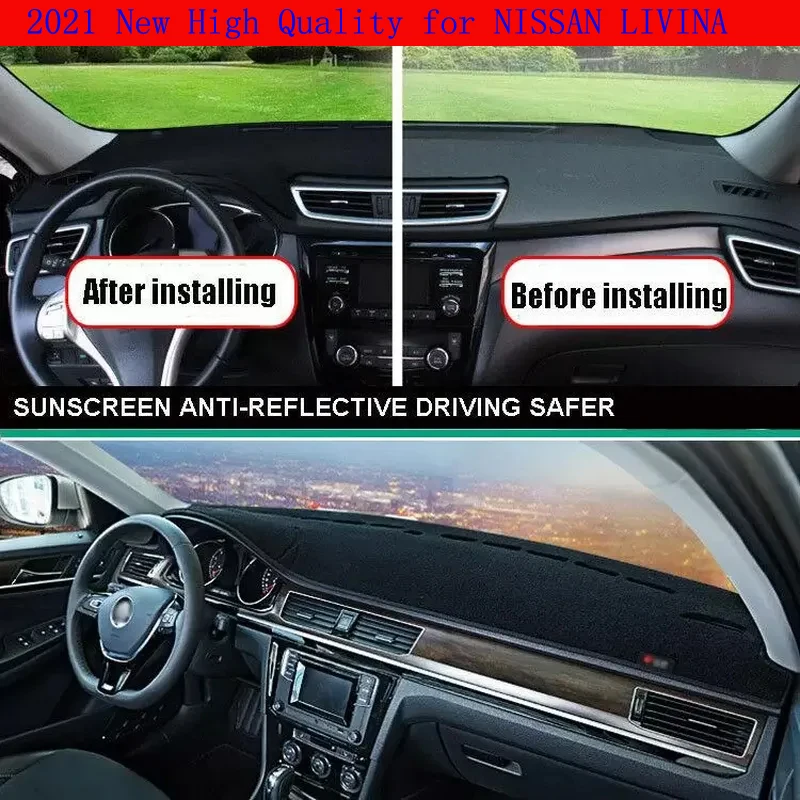 

2021 Новый высокое качество для NISSAN LIVINA 2007-15 приборной панели крышки Нескользящие коврик с рельефом козырек от солнца для коврового покрытия ...