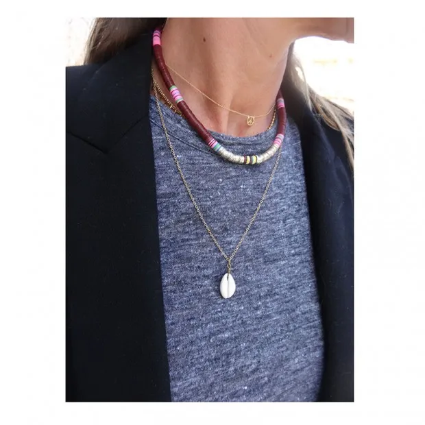Ожерелье из бисера с французским бисером, ожерелье heishi, женское богемное веселое Радужное ожерелье-чокер