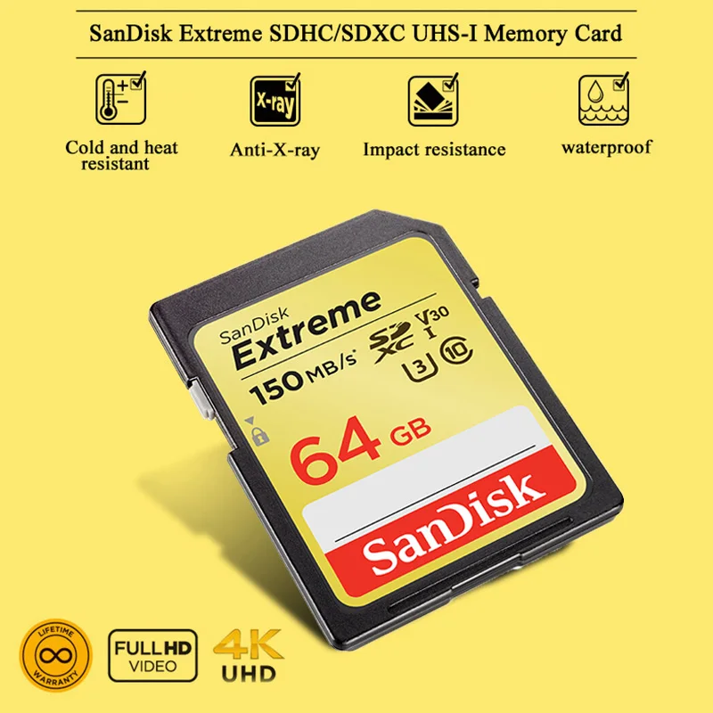 Оригинальный двойной флеш накопитель SanDisk Extreme SDHC UHS I SD карты памяти Class 10 90 МБ/с. card