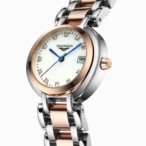 GUANQIN GQ15005 Relojes Mujer часы женские брендовые Модные Роскошные наручные часы с бриллиантами из нержавеющей стали водонепроницаемые винтажные часы - Цвет: Черный