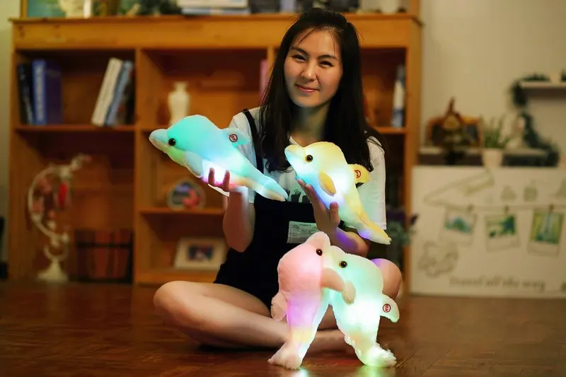 Golfinho de Pelúcia Bonito dos Desenhos Presente de Natal para Brinquedos das Crianças Brilhante Criatividade Colorido Enchido Animados Animais 30cm Led 2 High Quality Brinquedos e hobbies