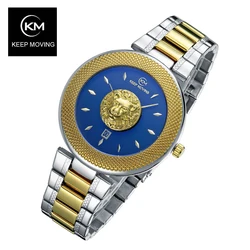 Reloj de pulsera de cuarzo para hombre, cronógrafo con espejo Hardlex a la moda, resistente al agua, 24 horas