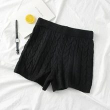 Solid Color Casual Knitted Twist Shorts Women Clothing Fashion High Waist Bodycon Shorts 2021 Spring Summer Short Femme White 