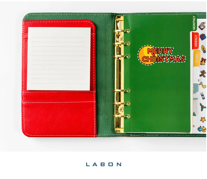 Yiwi New Arrive Christmas Red A5 A6 loose leaf Binder Notebook Creative Dairy