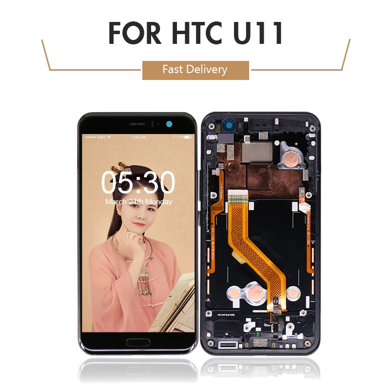 10 шт./лот для htc U11 ЖК-дисплей с сенсорным экраном дигитайзер сборка+ рамка для htc U11 lcd+ сенсор Flex DHL EMS
