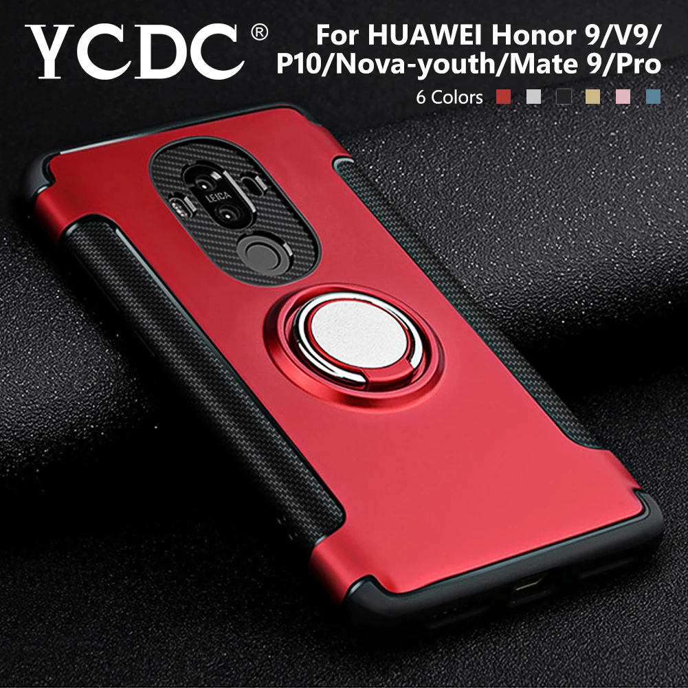Чехол-держатель с металлическим кольцом для huawei V9 mate 9 P10 Plus, Роскошный Матовый автомобильный магнитный держатель, силиконовый чехол для Honor 9 V9 Nova Youth