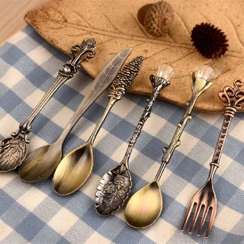 

Coffee Spoons Fork Snacks Fruit Dessert Fork Kitchen Tool Vintage Shape Cookware For Afternoon Tea Gift столовые приборы