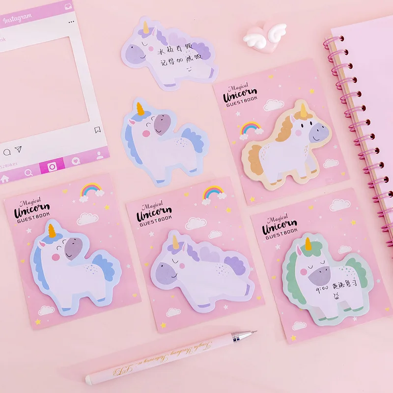 

INS Pink GIRL 'S Heart Unicorn Notebook Cute Cartoon Dreamy Sticky Notes Removable Self-stick Notes Stationery