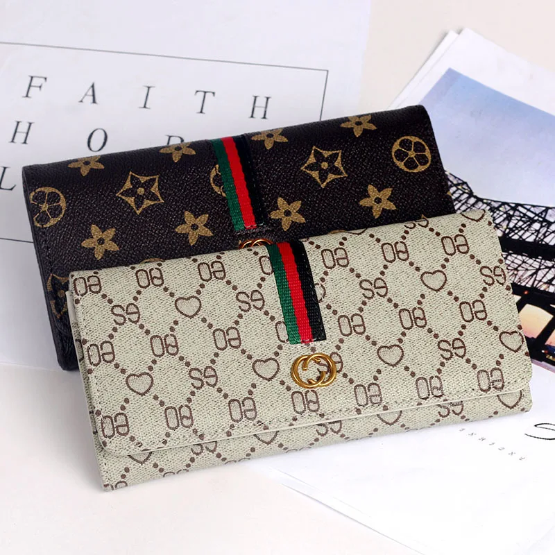 

2019 New Style European And American-Style Printed Long Folding WOMEN'S Wallet Multi-functional Fashion Clutch Bag Versatile Pur