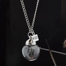 Стеклянный шар ожерелье s Wish настоящий Одуванчик Кристальное ожерелье прозрачные круглые подвески ожерелье цепочка колье ожерелье для женщин подарок
