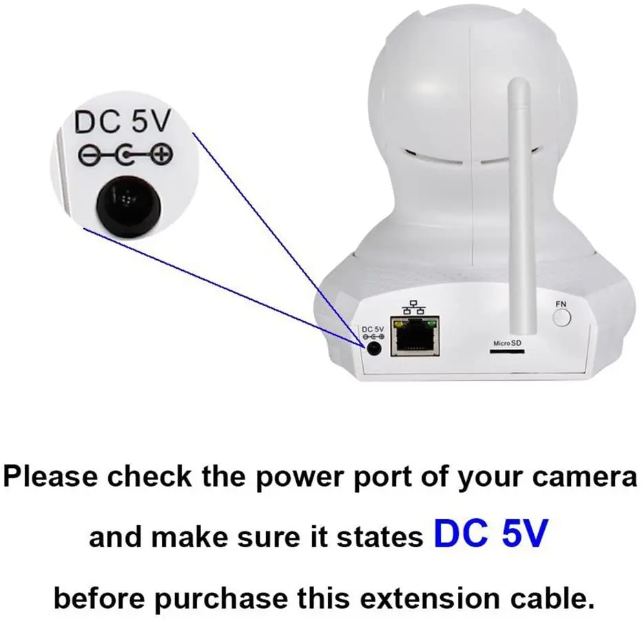 dc 3.5*1.35mm Male to Female Jack DC 5V Plug Extension Cord 5m for DC Power Adapter CCTV Security Camera 2pcs 5m/16.4Feet