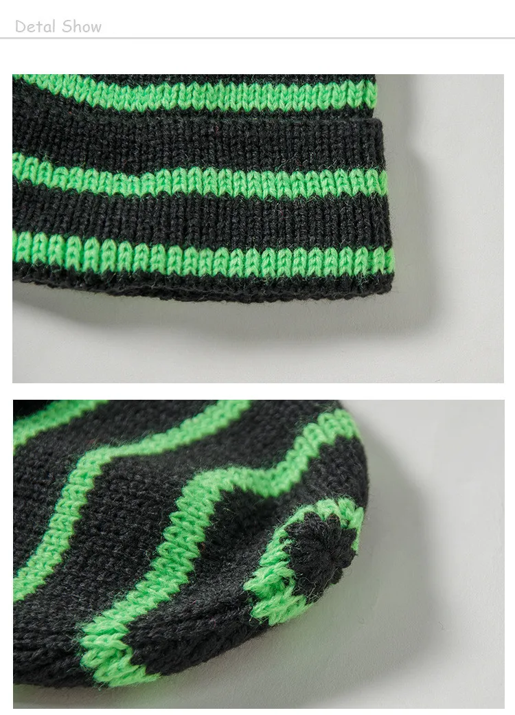 Модные Повседневные детские шапки; полосатая шапка для маленьких мальчиков и девочек; зимняя теплая детская шапочка; вязаные шерстяные вязаные шапки