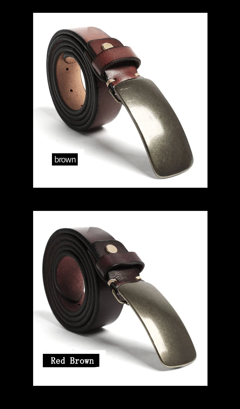 Deepeel 1pc 3.8cm*120cm Top Cow Genuine Leather Men Belts Copper Smooth Buckle Girdle Decorative Youth Jeans Waistband YK746