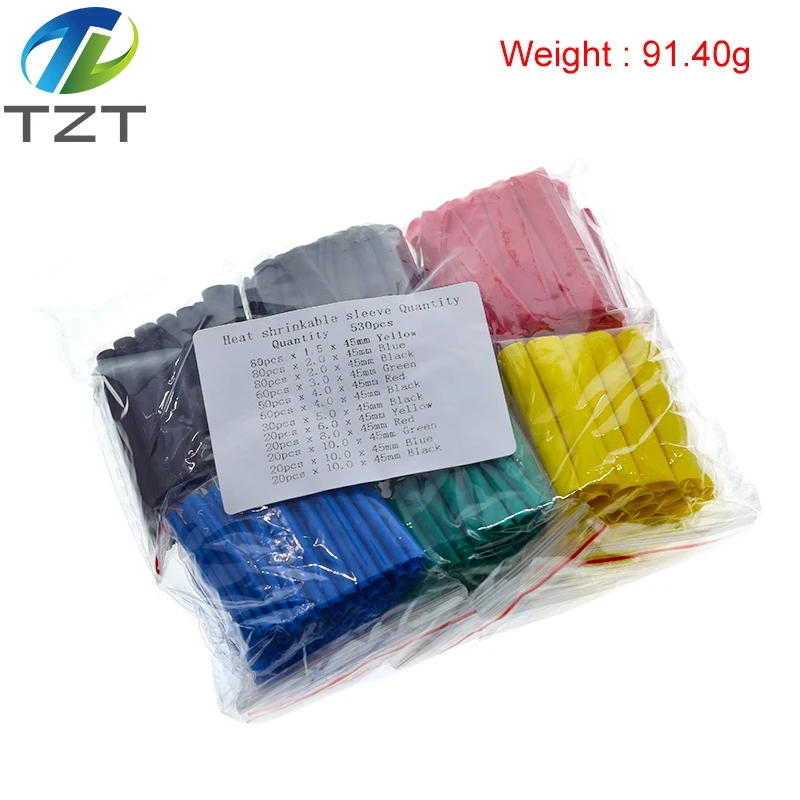 Heat Shrink Tubing Insulation Shrinkable Tube Polyolefin 2:1 Ratio Wrap Wire Cable Sleeve Kit 530pcs