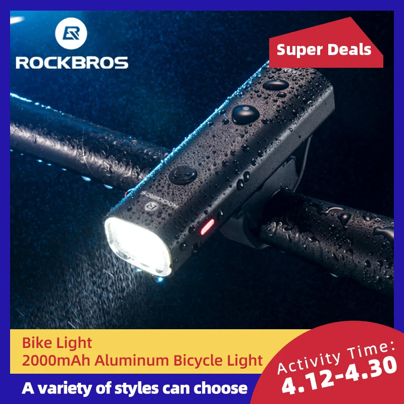 Bike-Light Front-Lamp ROCKBROS Aluminum Rechargeable Rainproof USB LED MTB 2000mah