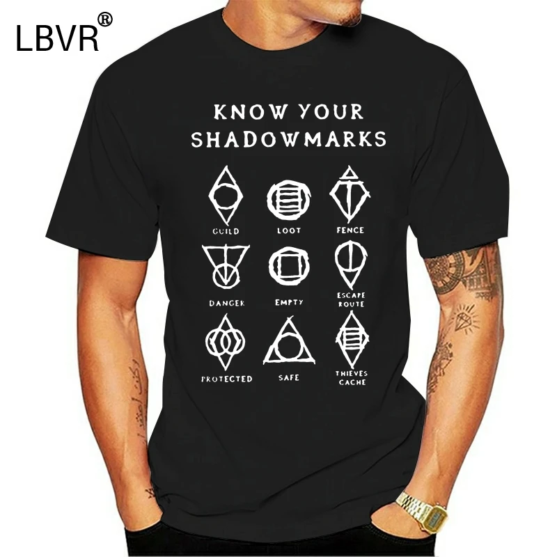Мужская футболка с принтом Skyrim Know Your Shadowmarks хлопковая надписью Elder Scrolls V 4XL 5XL |