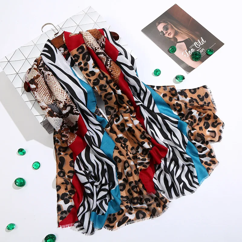 Атласный хлопковый и льняной шарф, Леопардовый принт с животными, весенне-летний шелковый шарф, на заказ