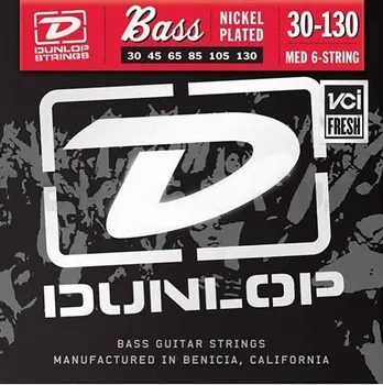 

Dbn30130 strings for 6 string bass guitar, Nickel Plated, medium, 30-130, Dunlop