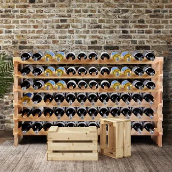

72 Grids Wine Racks Bottle Cabinet Stand Holder Wooden Shelf Organizer Storage For Wine Bottles Display Cabinet Home Decro HWC
