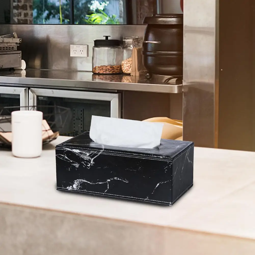 Nordic Fashion Marble Pattern High-quality PU Leather Drawer Box Rectangular Paper Box Household Leather Tissue Napkin Holder 2