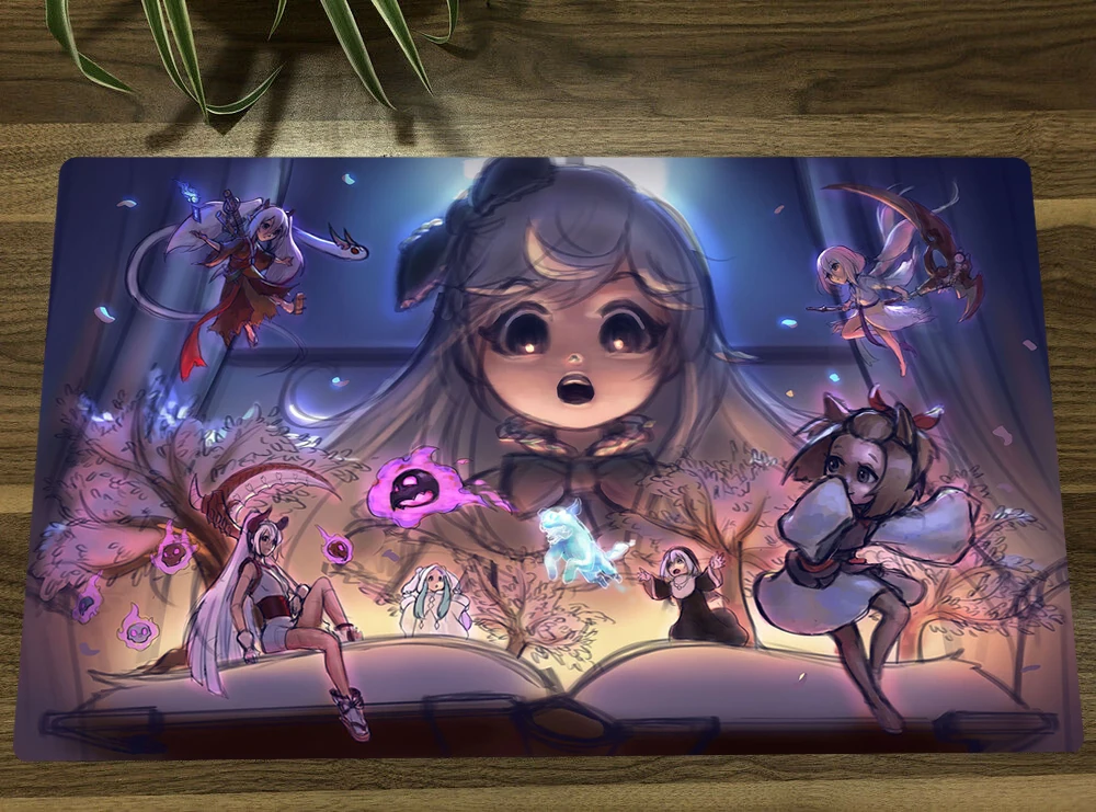 Anime Yugioh Ghost Sisters Tcg Mat Trading Card Game Mat Custom Ccg