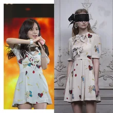 Kpop Blackpink JISOO/Новинка года; летнее уличная одежда; милое белое платье для женщин в Корейском стиле; kawaii; темпераментные платья с бантом; Одежда для девочек