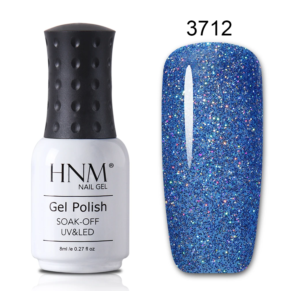 HNM 8 мл Блестящий неоновый и Платиновый блеск 38 цветов гель лак для ногтей Блестящий лаковый полуперманентный лак для маникюра Базовый Топ - Цвет: 3712