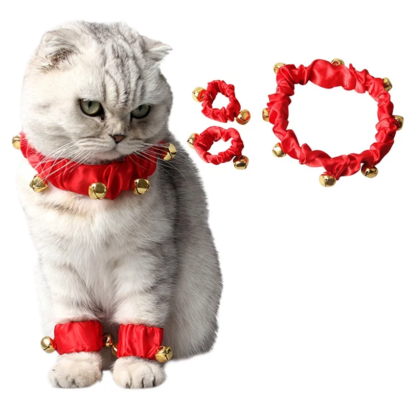 3 шт./компл. Pet кошек красный Lucky ошейник с колокольчиками Детские безбортные носки для год эластичный вечерние Декор воротник с орнаментом легко носить