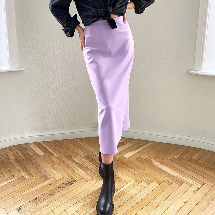

High Waist Women's Skirts Autumn Slimming New Temperament Sexy Hip A Line Skirt Pink Mid Length Skirt Fashion Female Style