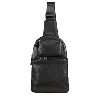 

vintage black men's chest bag outdoor handmade designer soft genuine leather cross message bag phone bags