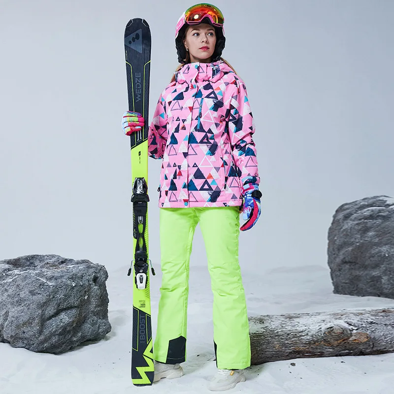 Лыжный костюм для женщин, Теплая Лыжная куртка и штаны, ветрозащитная водонепроницаемая куртка для сноубординга, зимние женские лыжные костюмы, зимнее пальто - Цвет: color 11