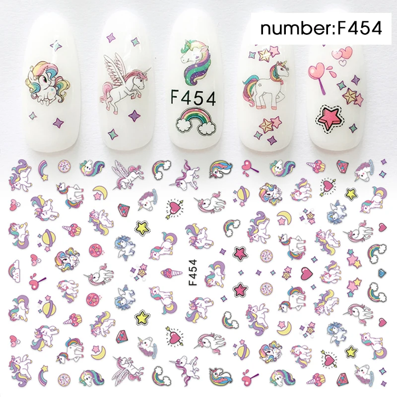 HNUIX, 1 шт., 3D слайдер для ногтей, наклейка, летнее Радужное перо, фламинго, наклейки, клей, маникюр, кончики, дизайн ногтей, украшения - Цвет: F454