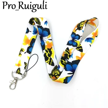 

30pcs Butterfly insects Neck Strap Lanyards ID badge card holder keychain Mobile Phone Strap Gifts keyring couple key holder