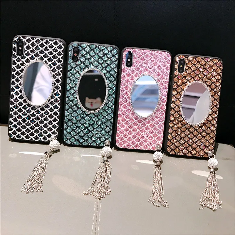

Phone Case For iPhone X Xs max XR Glitter case for iphone 7 8 6 6S Plus with mirror