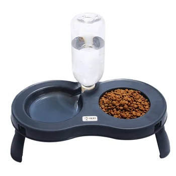 

Folding dog double bowl portable dual purpose pet bowl with Automatic water discharge function