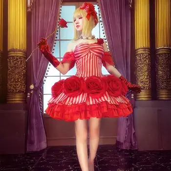 

Game Fate Extella Nero Red Emperor Clothes Cosplay Costume Women Sweet Lolita Dress Party Rose Dresses Saber Cosplay Fancy Dress