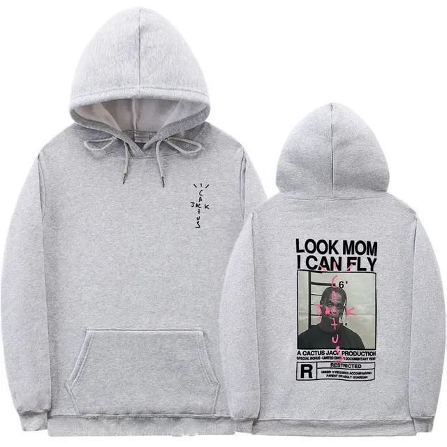 Cactus Jack Hoodie Men Women Double-sided Logo Print LOOK MOM I CAN FLY Travis Scott Hoodies Unisex Fashion Hip Hop Streetwear gary