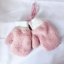 Теплые вязаные варежки для маленьких мальчиков и девочек с веревкой, перчатки для девочек, детские однотонные перчатки, детские перчатки