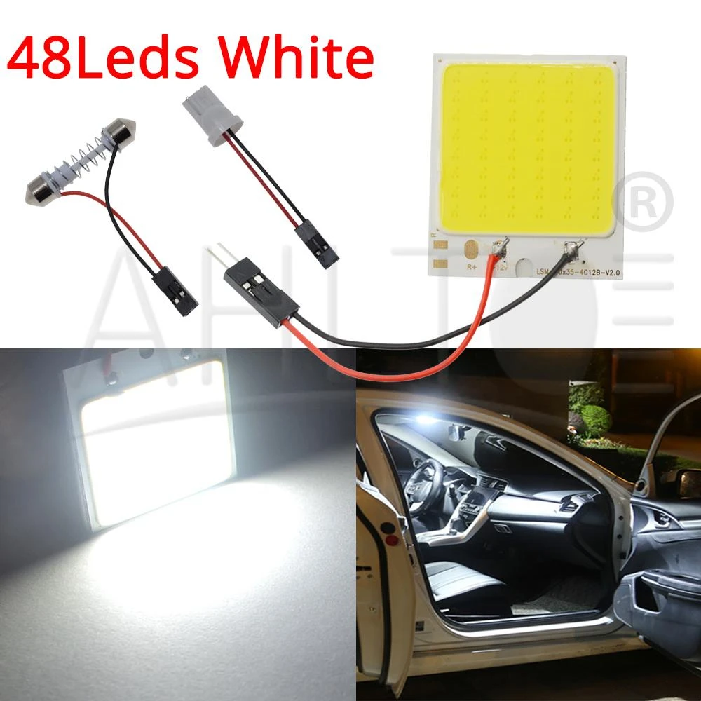 Автомобильная светодиодная лампа T10 C5W Cob 16 24 36 48SMD белая для парковки панель