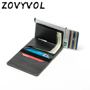 

ZOVYVOL Men Women Wallet Anti-theft Clutch Single Box 2020 New RFID Blocking Card Holder Denim Business Pop-up Metal ID Case