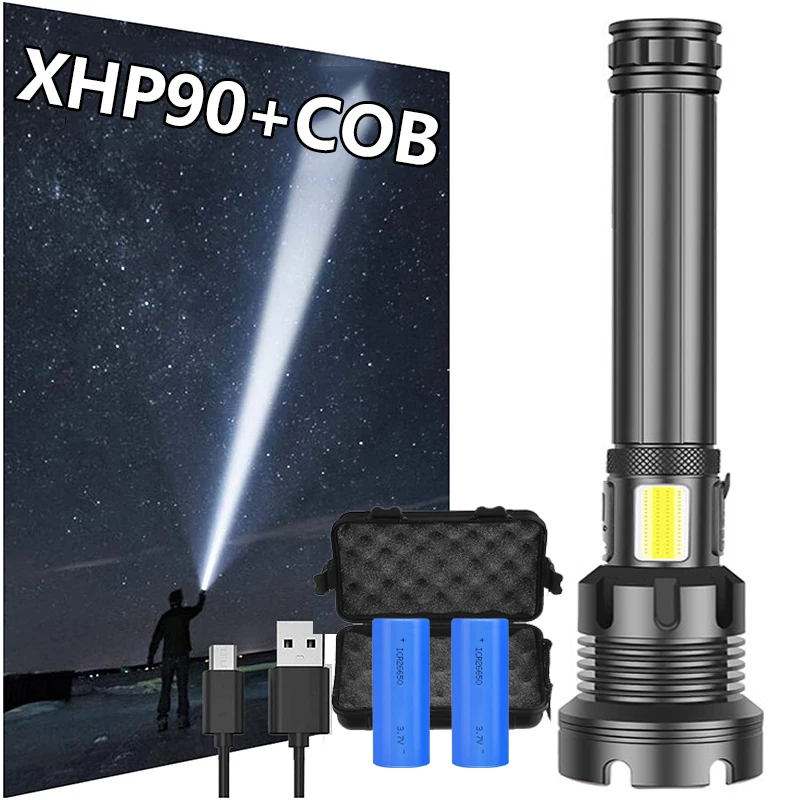 

400000 LM XHP90.2 Most Powerful LED Flashlight USB Rechargeable LED Display Torch XHP90 XHP70 Hand Lamp 18650 Tactical Light