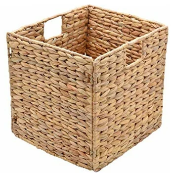 

Foldable Hand-Woven Water Hyacinth Square Storage Basket Woven Hand Storage Basket Storage Laundry Basket