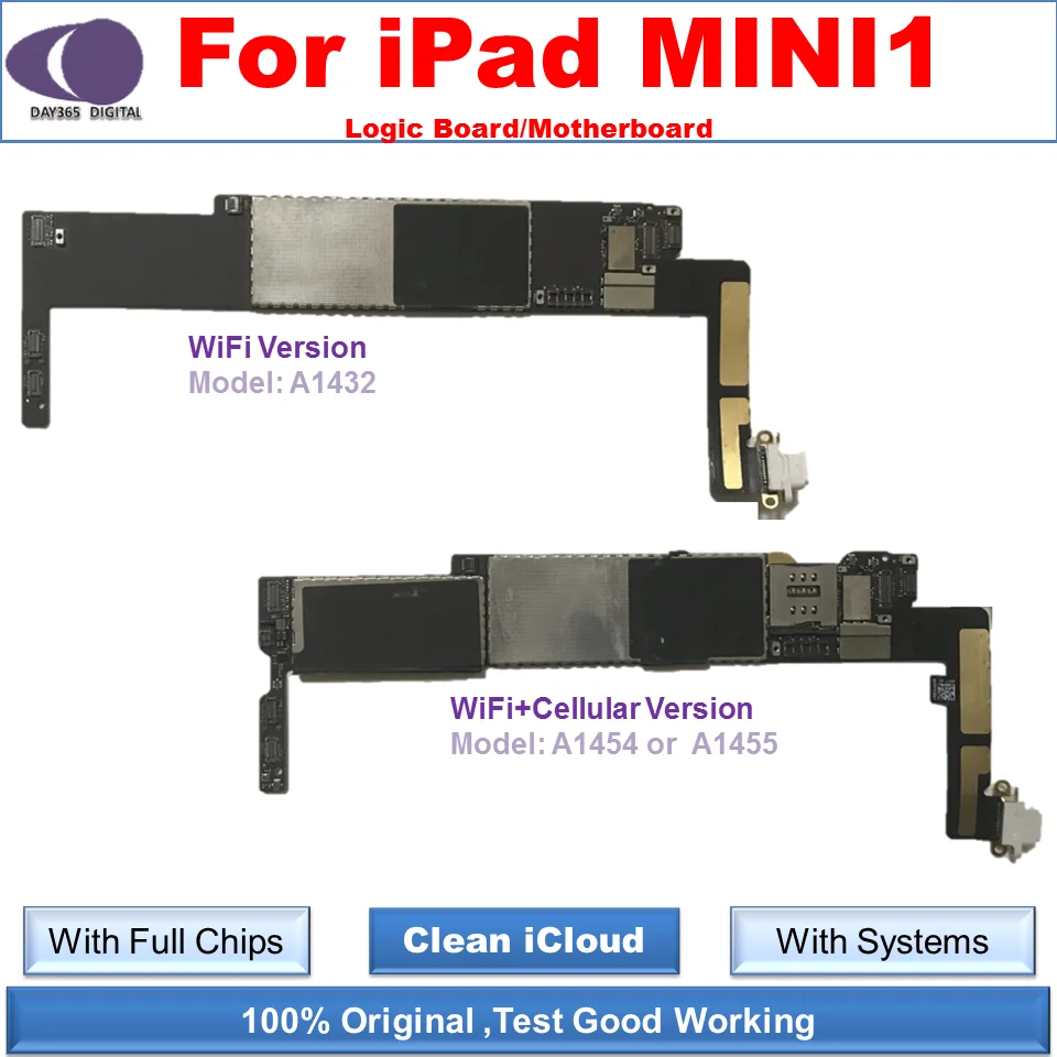ICloud бесплатно разблокированная материнская плата для iPad mini 1 логические платы A1432