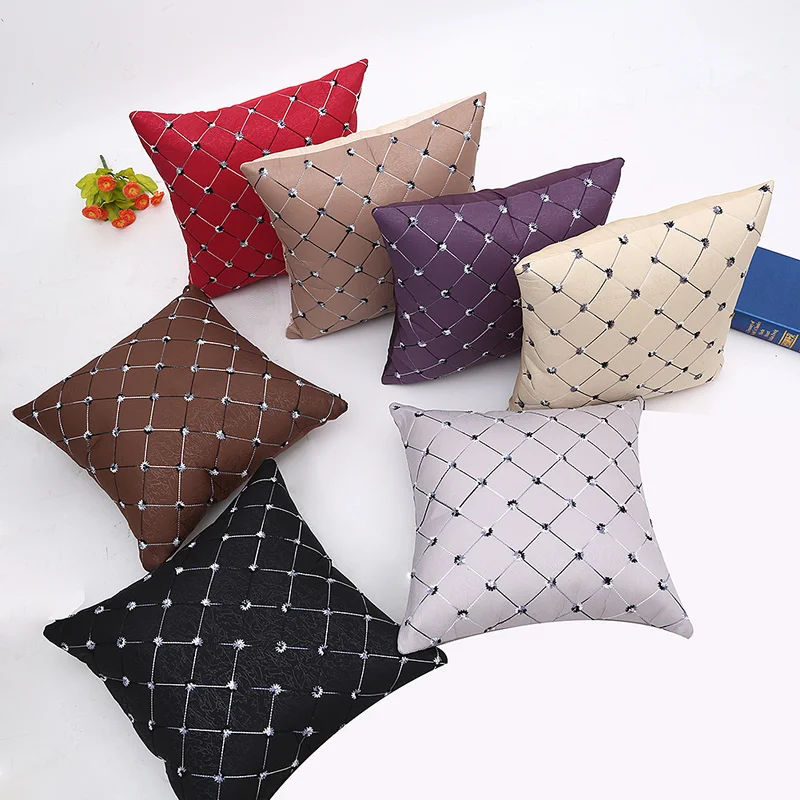 

1pc Grid Bed Sofa Throw Pillow Cushion Case Imitation Diamond Pattern Pillowcase Square Washable High Quality Home Decor