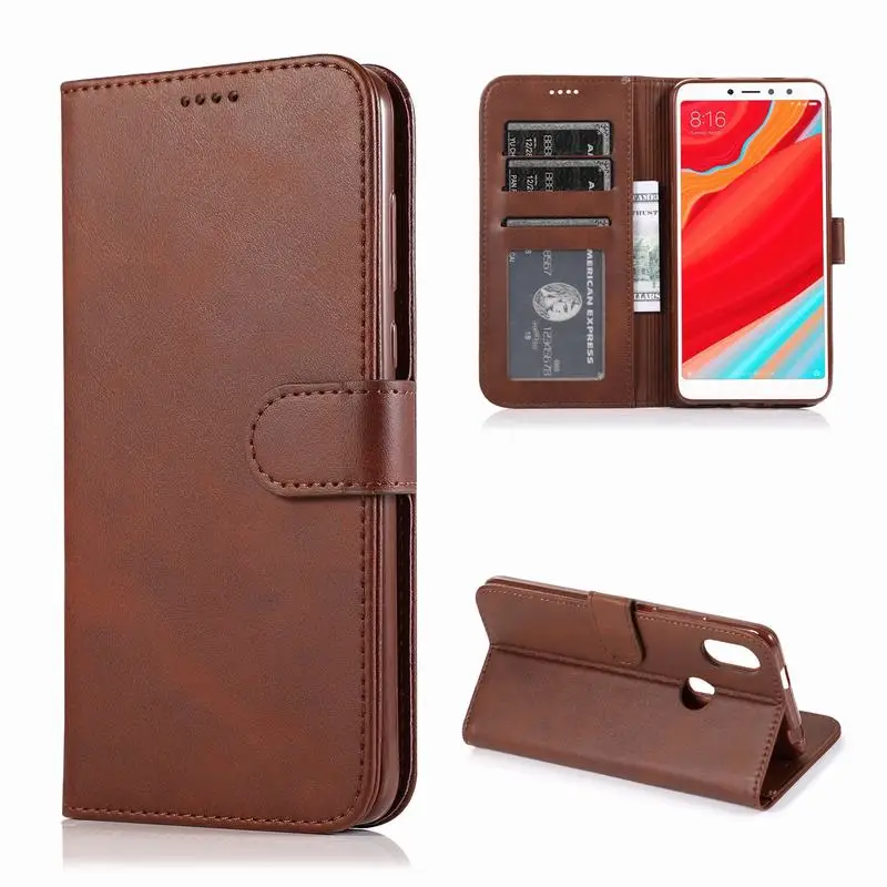 Чехол для Xiaomi Redmi S2, чехол, роскошный кожаный кошелек, откидная крышка на Xiomi Redmi S2 S 2, чехлы для мобильных телефонов, 360, защита для карт - Цвет: Brown Case