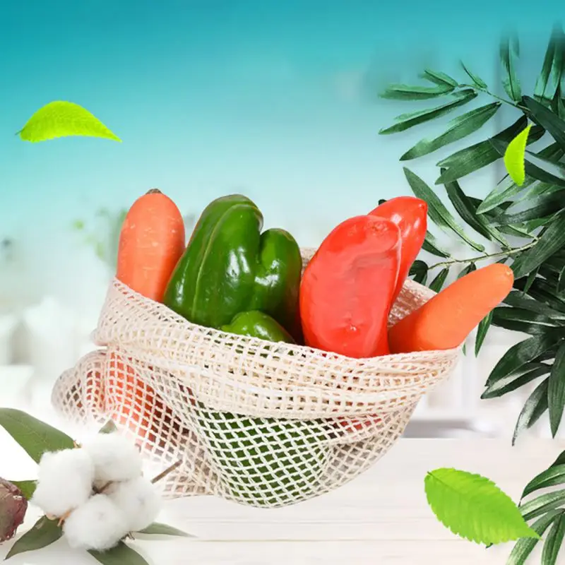 Многоразовые мешки для хранения фруктов овощей хлопка сетки кухни сумки прочные