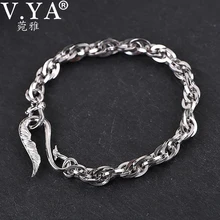 V. YA мужской браслет и браслет из серебра S925 пробы, браслет из пшеницы, Двойная Цепочка, ювелирные изделия, Прямая поставка, около 20 см